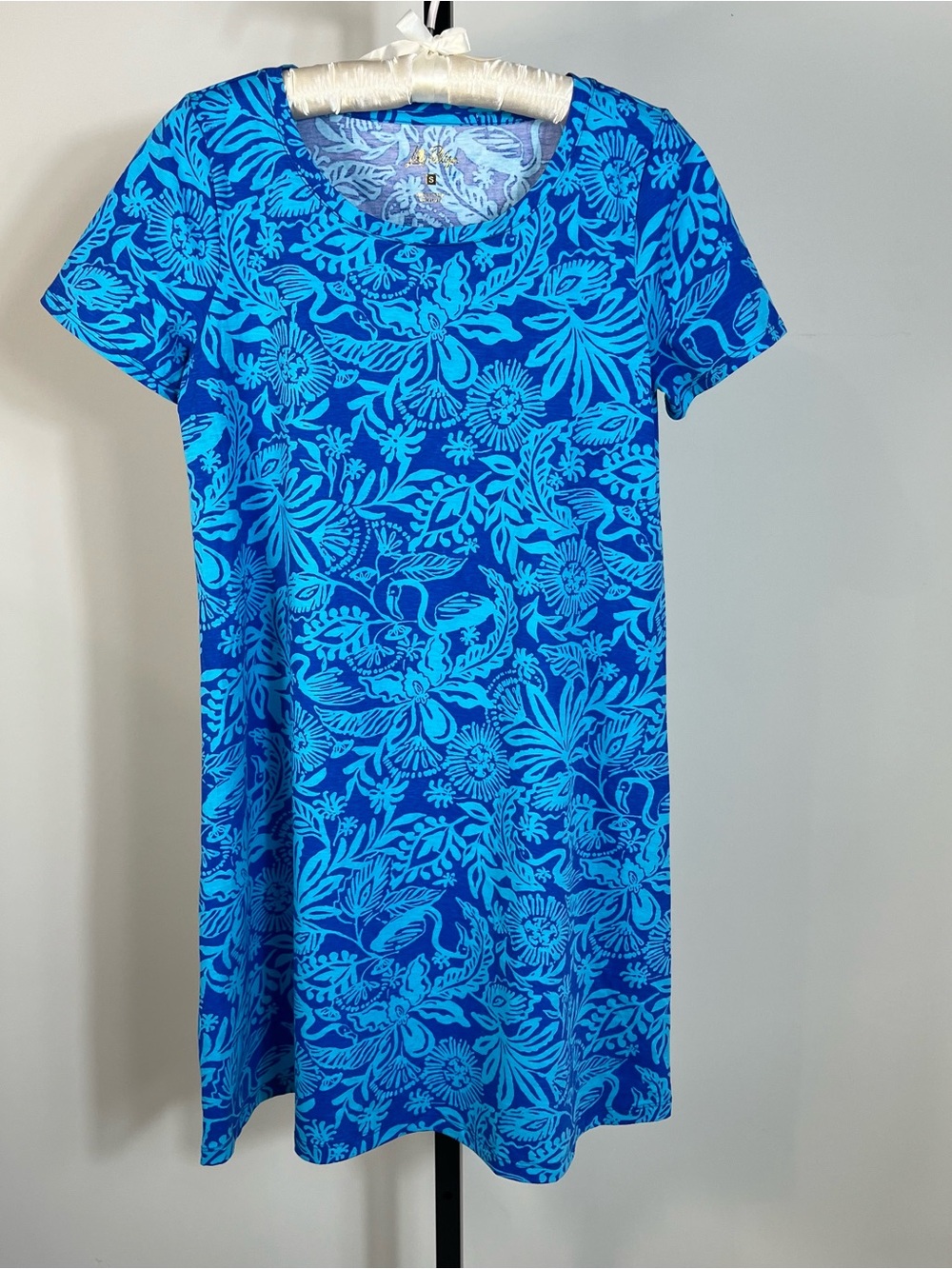 Lilly Pulitzer Cody Short Sleeve Blue Jungle Oasis Casual T-Shirt Dress S NWT